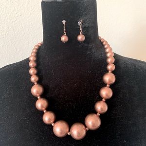 Brown necklace and earring set
